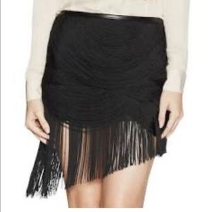 Fringe asymmetrical skirt